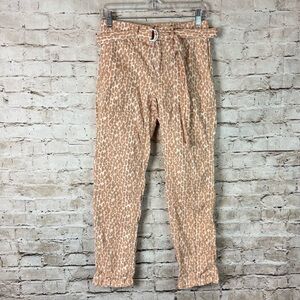 by Anthropologie The Wanderer Size 26 Cropped Utility Pants Animal Print Belt